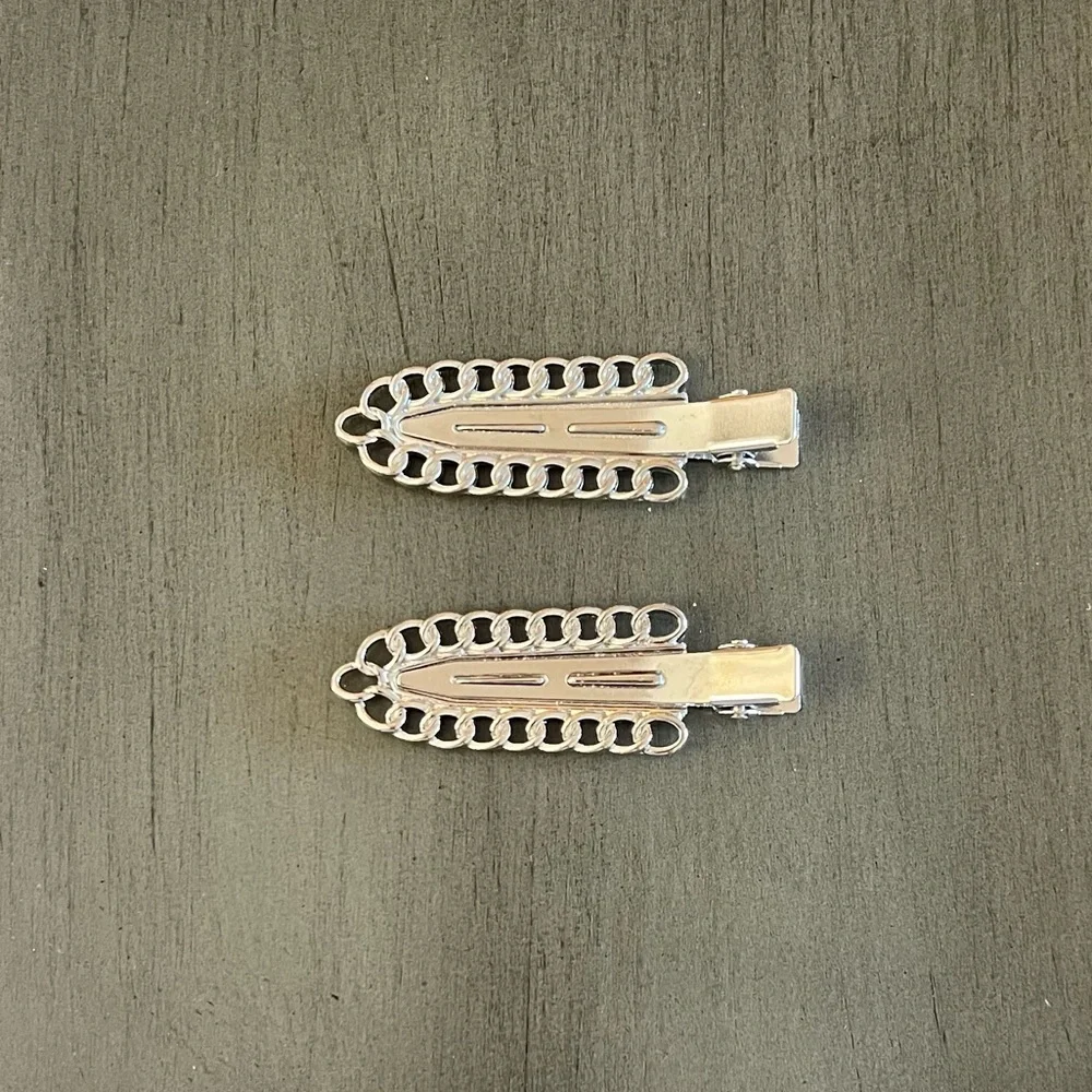 Silver Chain Dent-Free Creaseless No Crease Prep Alligator Clip Two 2 Piece Set